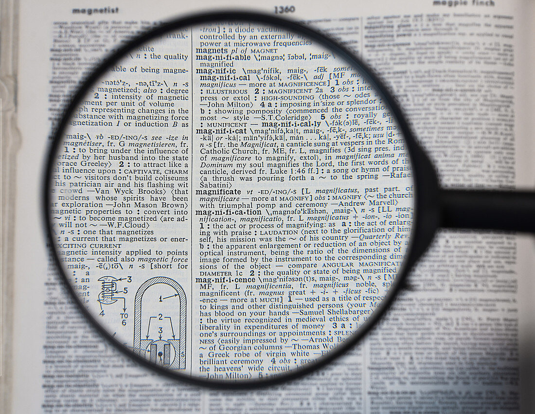 Magnifying Glass and Dictionary Page