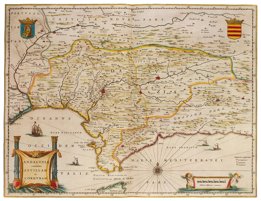 Joan Blaeu, Andalusia Map, 17th Century
