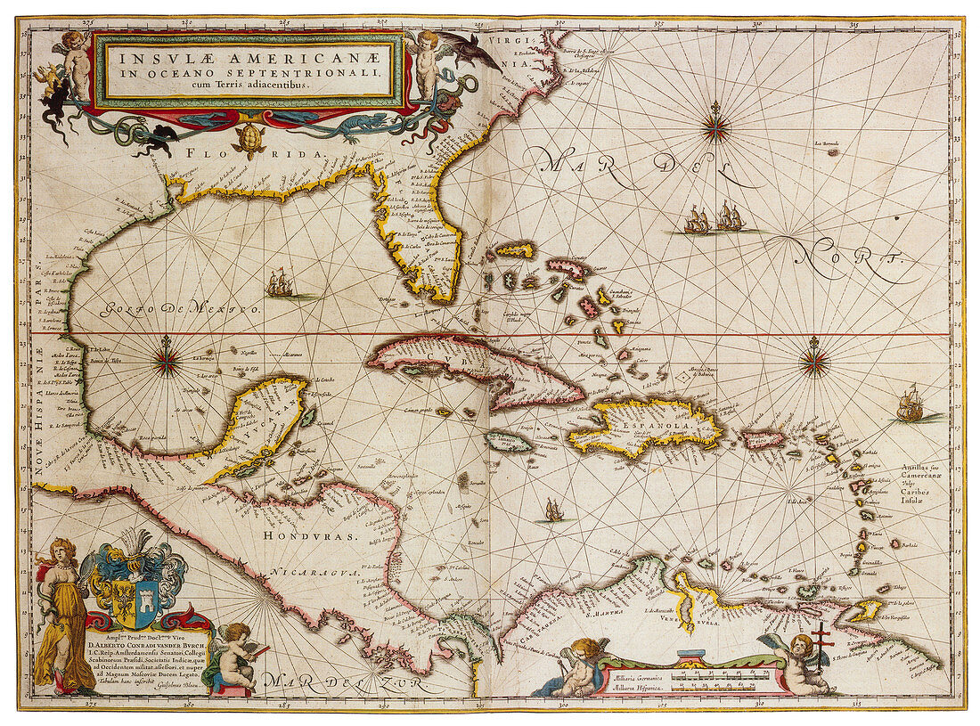 Joan Blaeu, The Caribbean Map, 17th Century