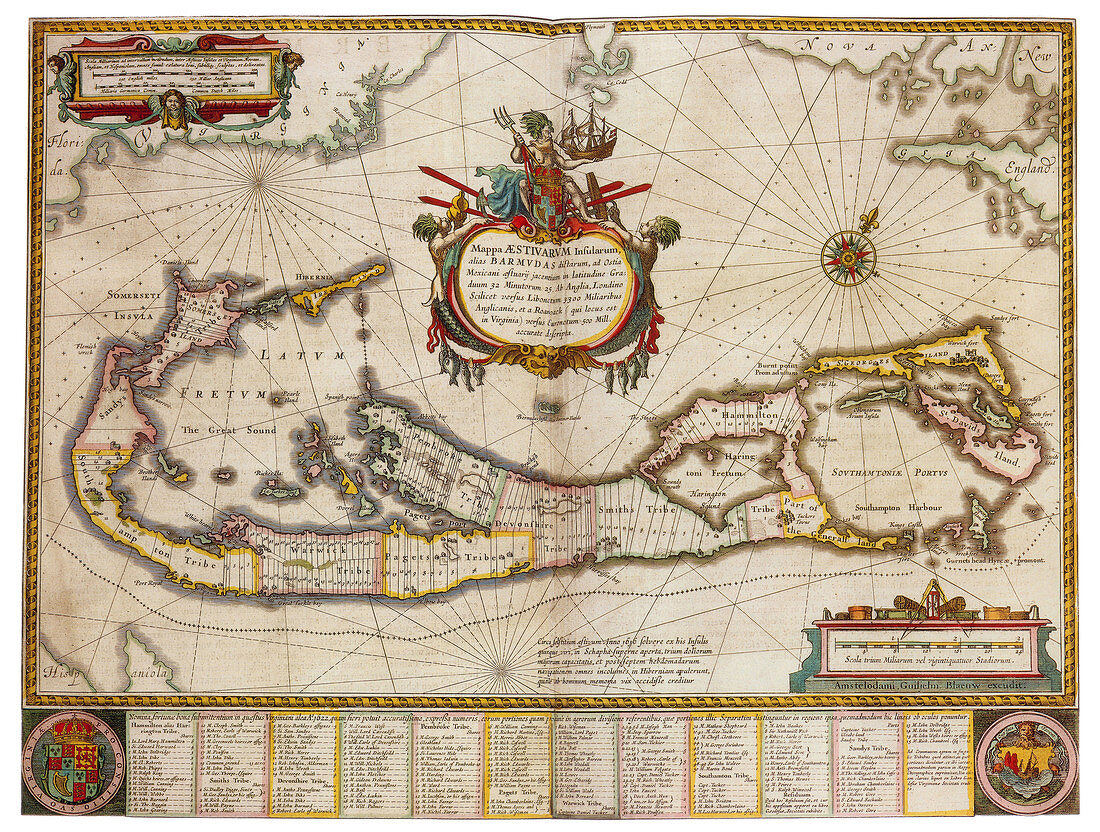 Joan Blaeu, Bermuda Map, 17th Century