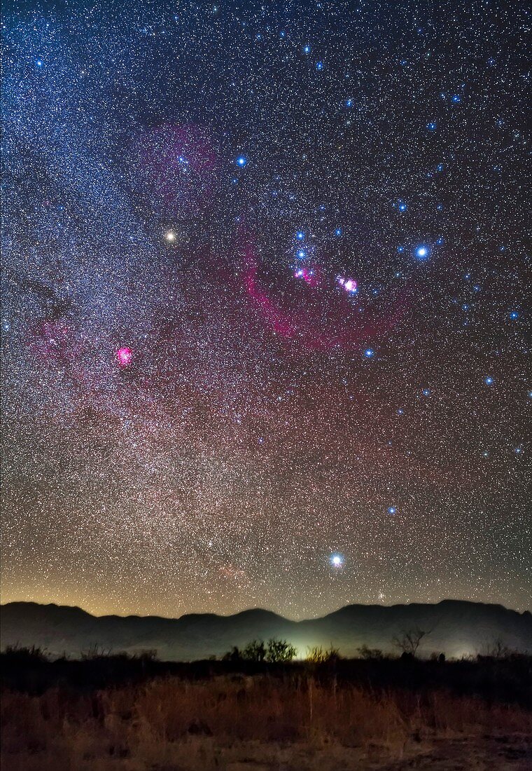Orion and Sirius Rising over the Peloncillos, USA