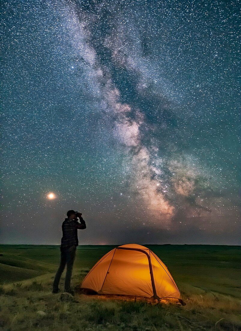 Gazing at the Milky Way in Grasslands National Park, Canada