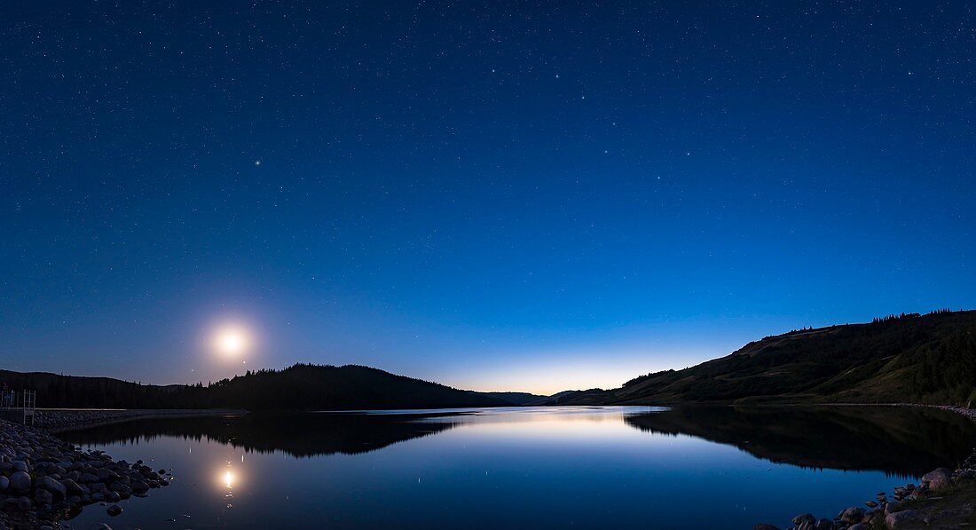 Deep Twilight at Reesor Lake, Alberta, Canada