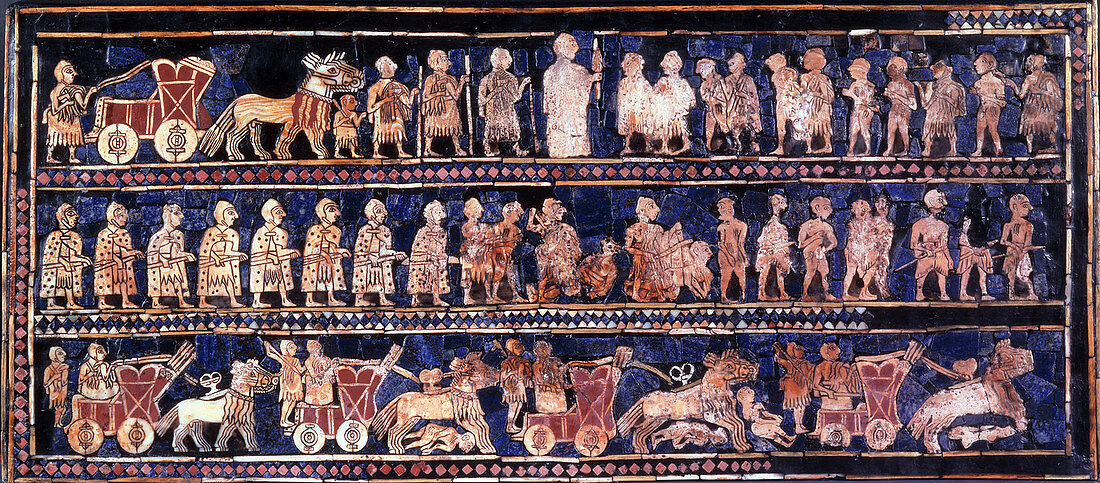 Standard of Ur Mosaic, War Panel, 2600 BC