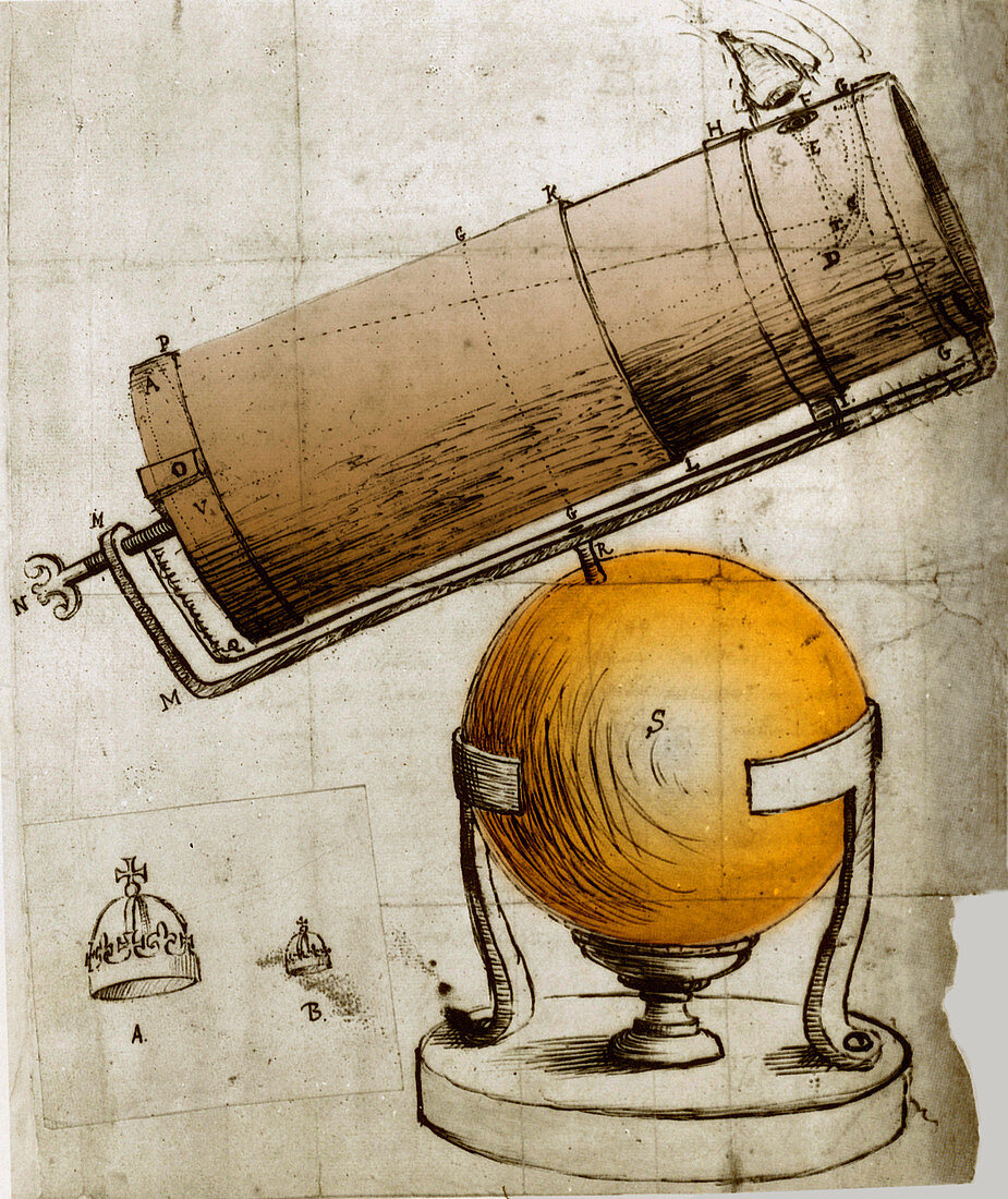 Reflecting Telescope, Invented and Drawn by Newton