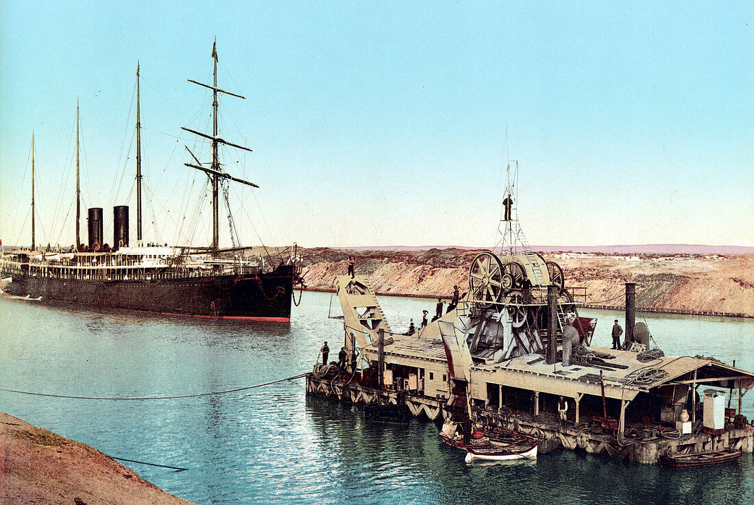 Suez Canal, Dredging Machine, 1905