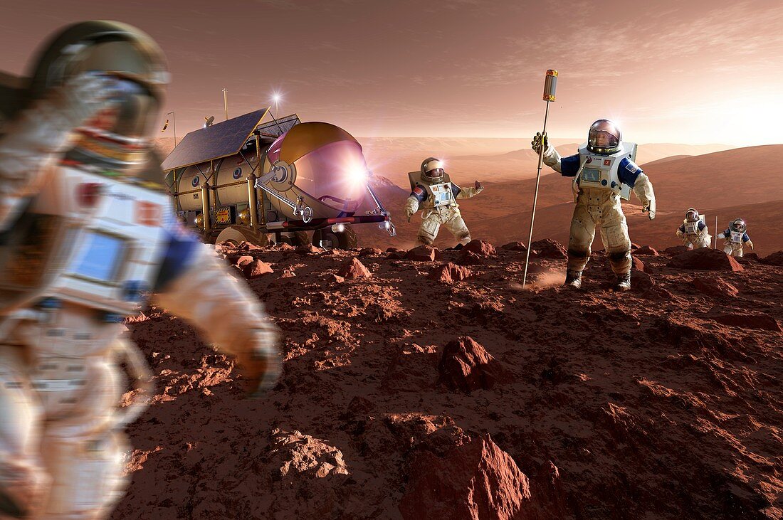 Astronauts on Mars, illustration