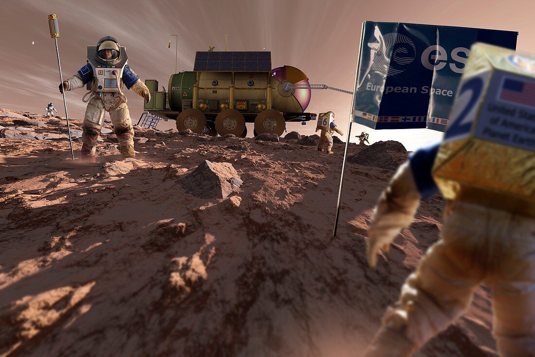 Astronaut on Mars, illustration
