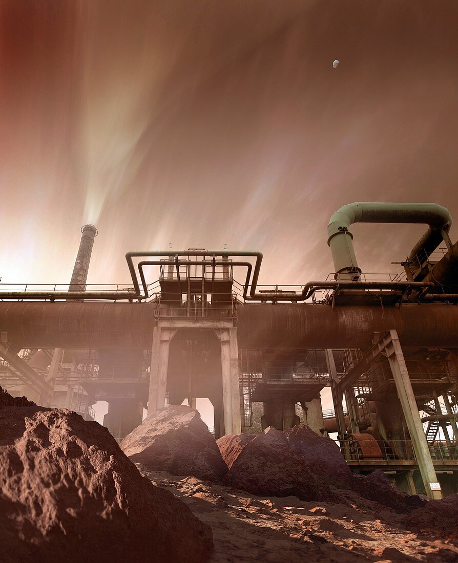 CO2 fabrication on Mars, illustration