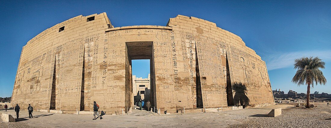 Mortuary temple of Rameses III, fish-eye lens view