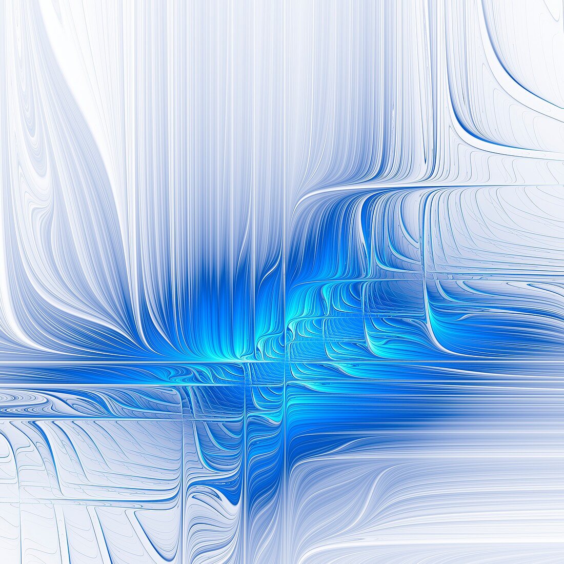 Fractal abstract of blue and white lines.