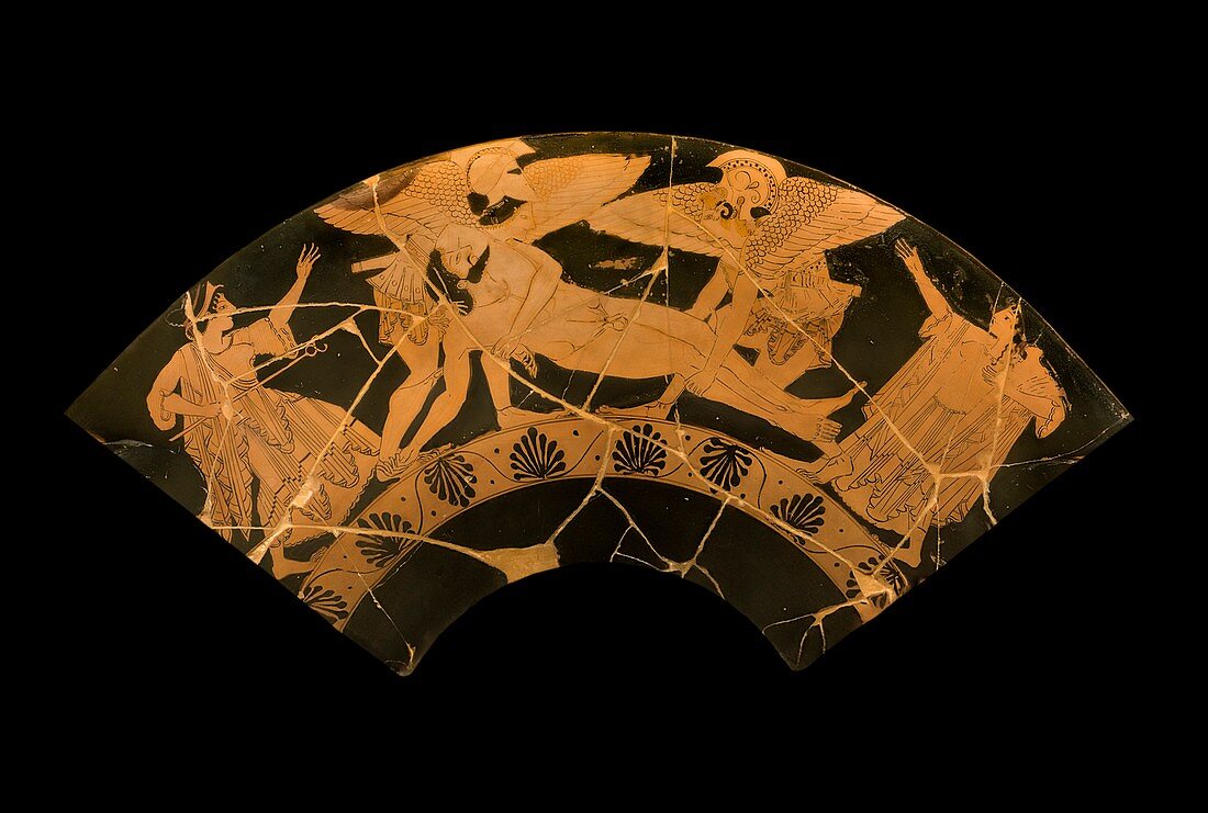 Red figure kylix of Sarpedon's death.