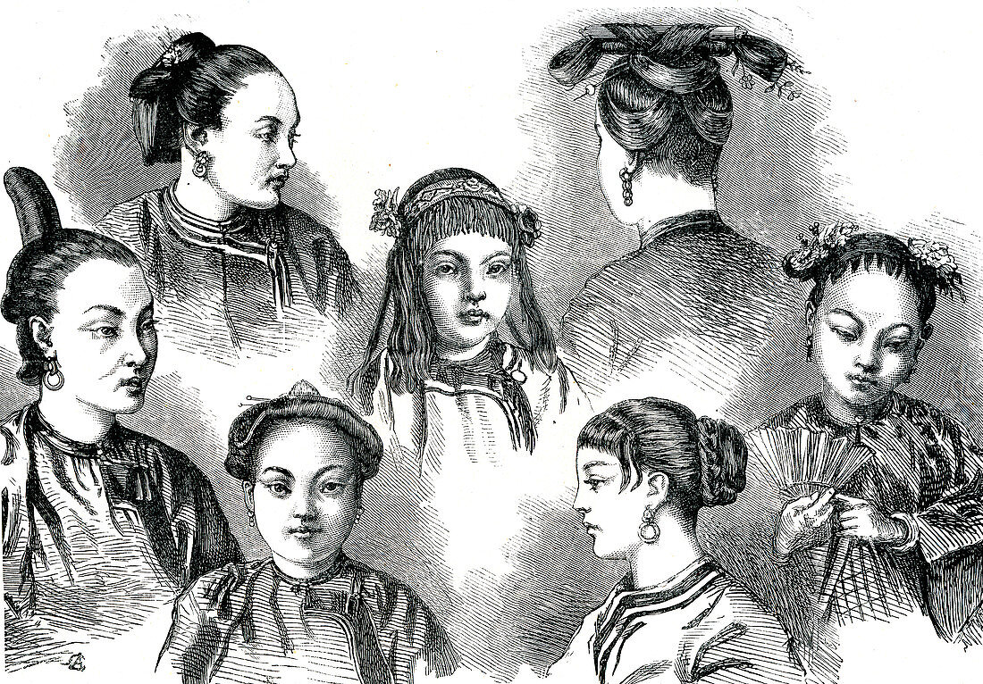 19th Century Chinese hairstyles, illustration