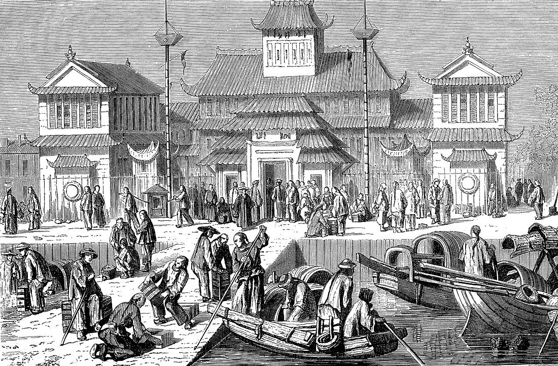 Shanghai harbour, China, 19th Century illustration