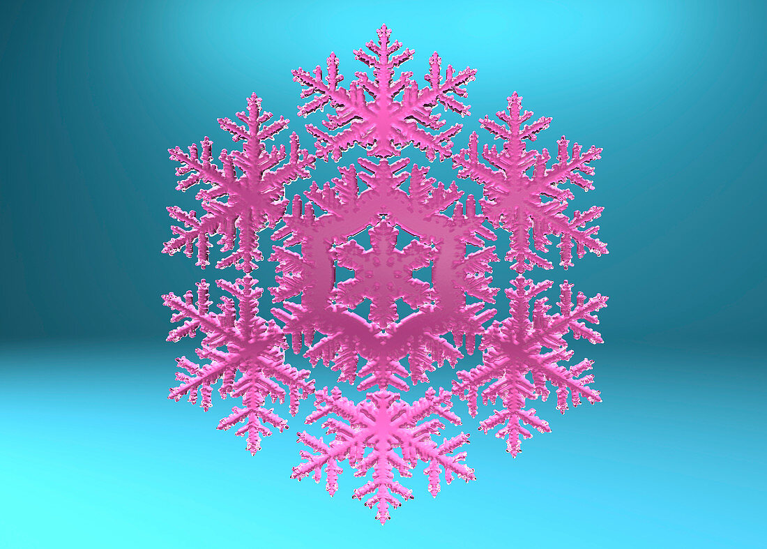 Pink snowflake, illustration