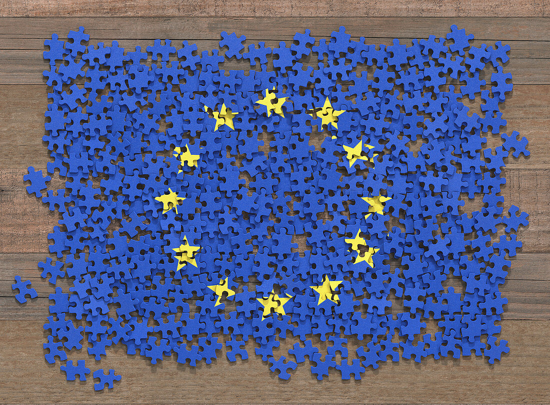 EU flag puzzle, illustration