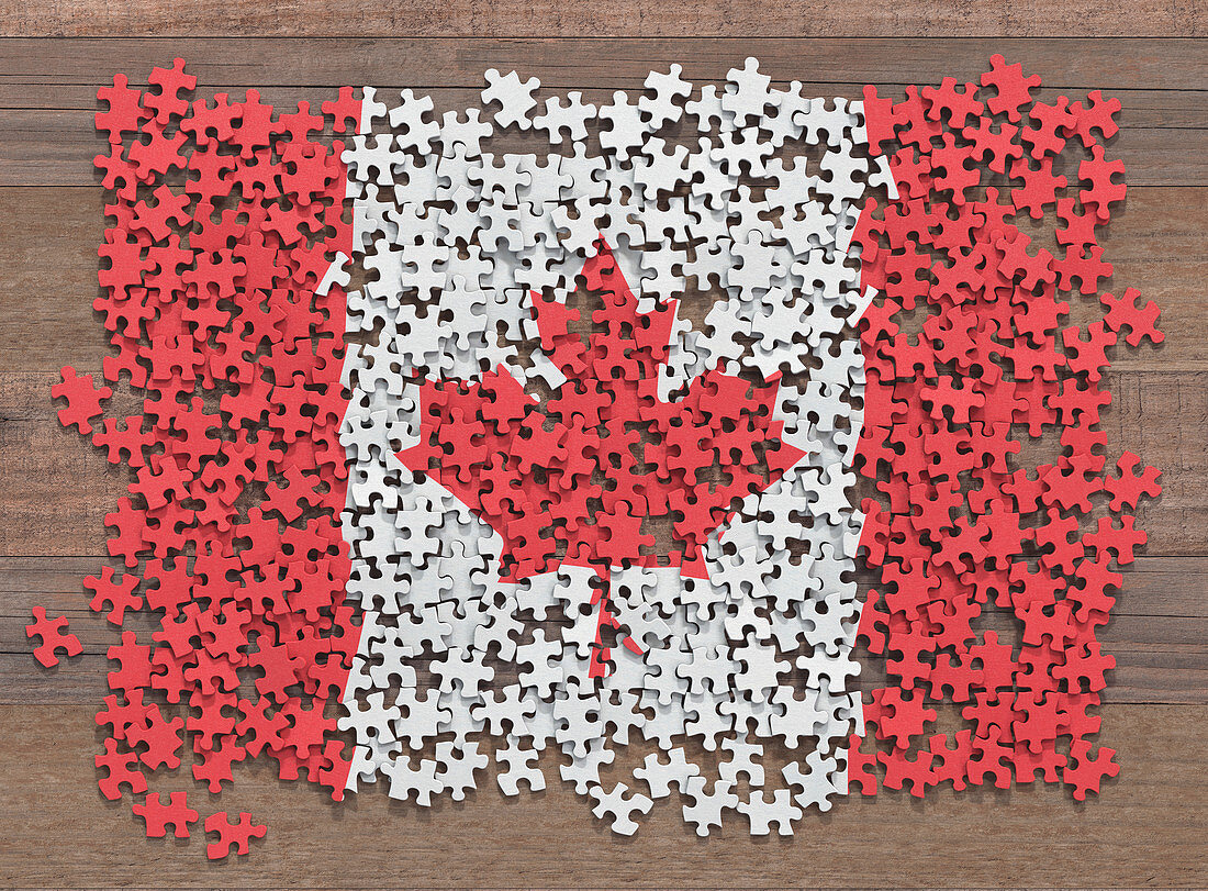 Canadian flag jigsaw puzzle, illustration