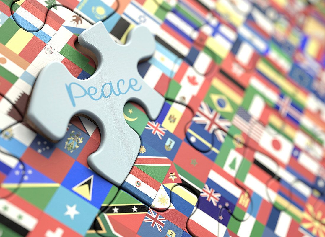 World peace jigsaw puzzle, illustration