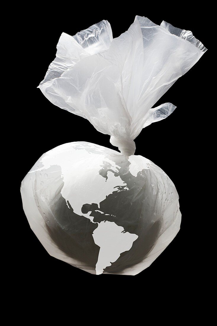 Global plastic waste pollution, conceptual image
