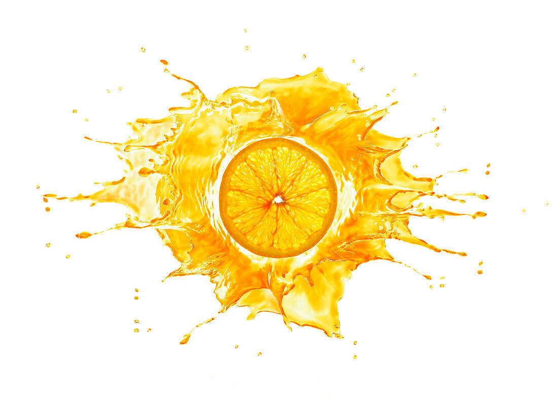 Splash with orange slice, illustration