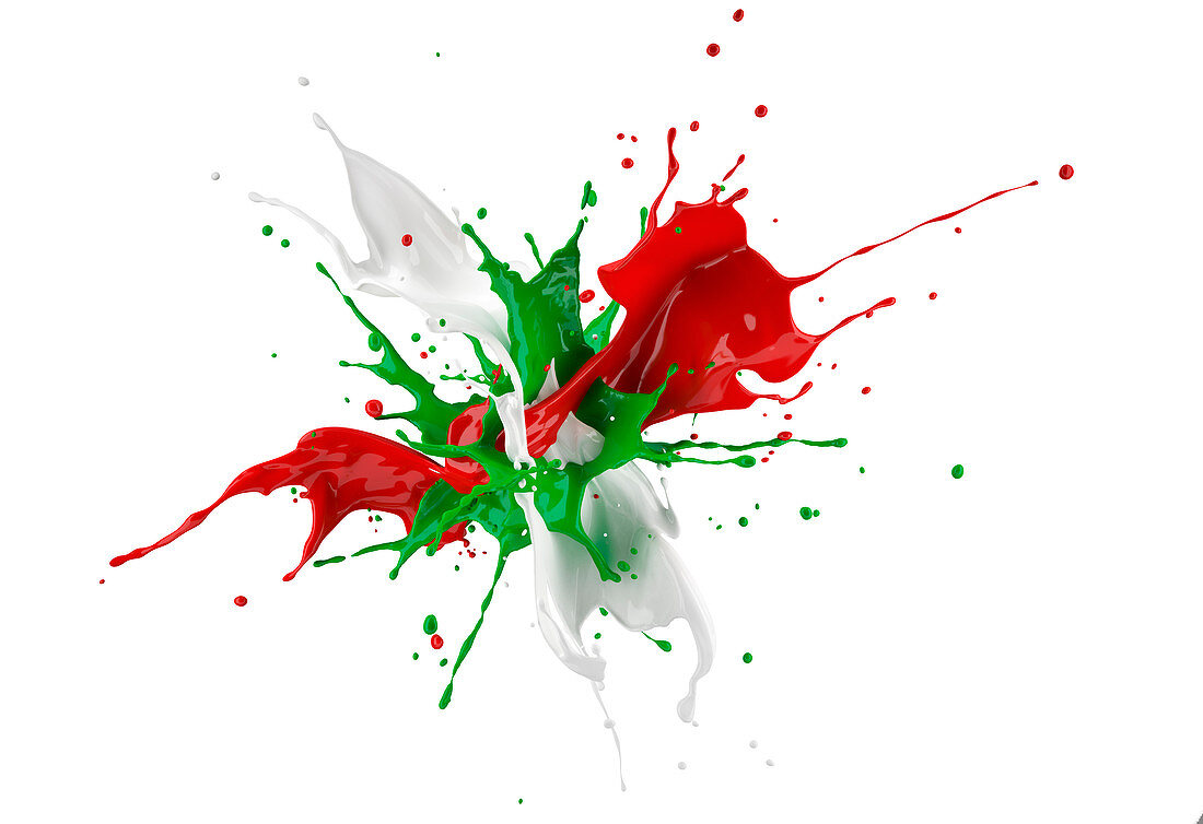Red white and green paint explosion, illustration