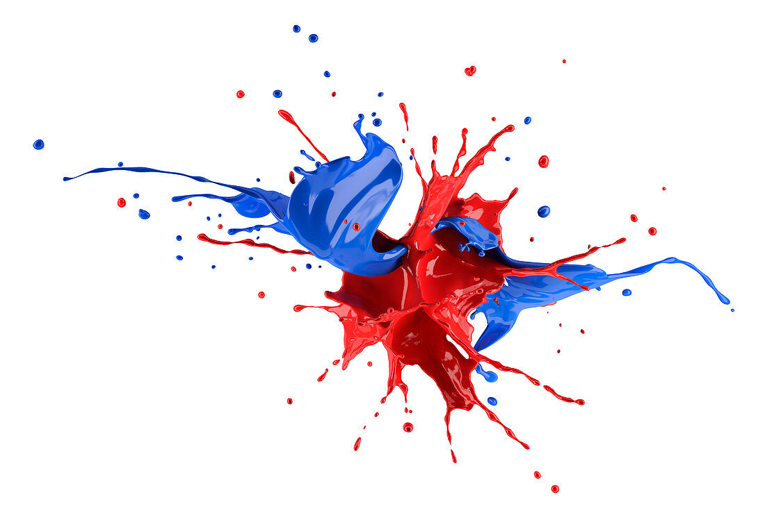 Red and blue paint explosion, illustration
