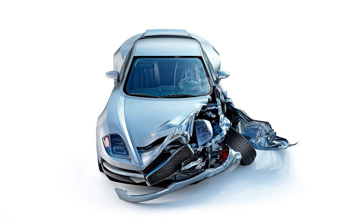 Car accident damage, illustration