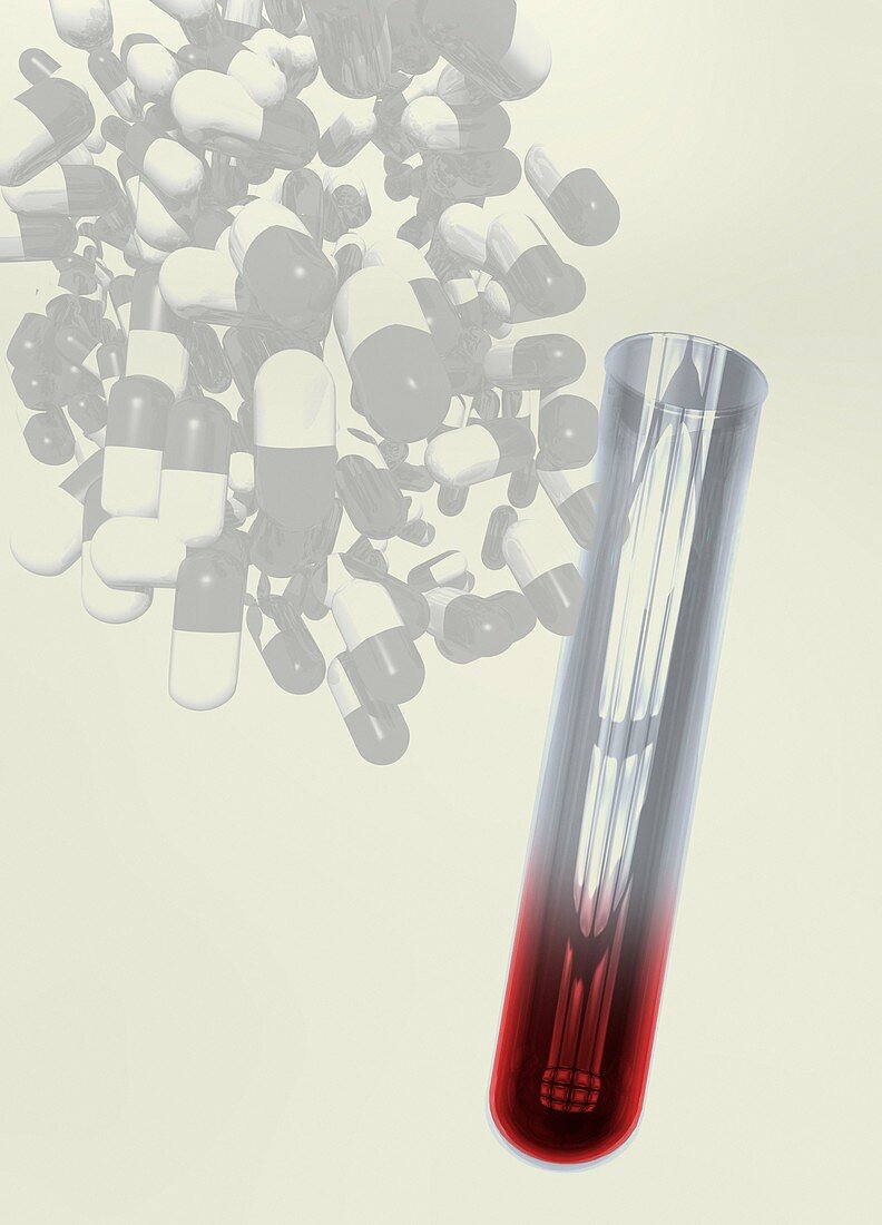 Drug testing, conceptual illustration