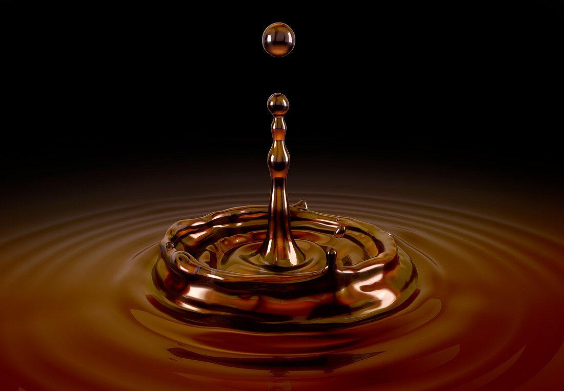 Single liquid coffee drop splash, illustration