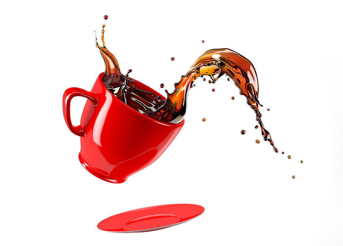 Mug with coffee splash, illustration