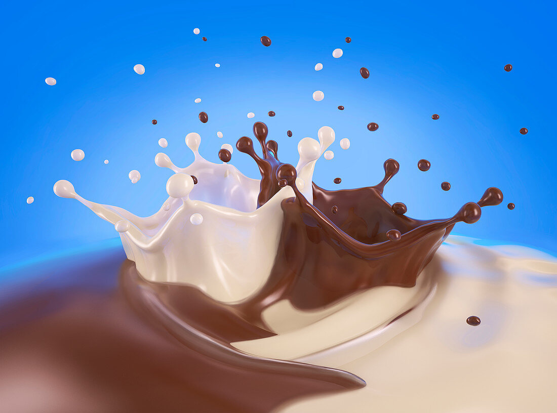 Double crown splash of milk and chocolate, illustration