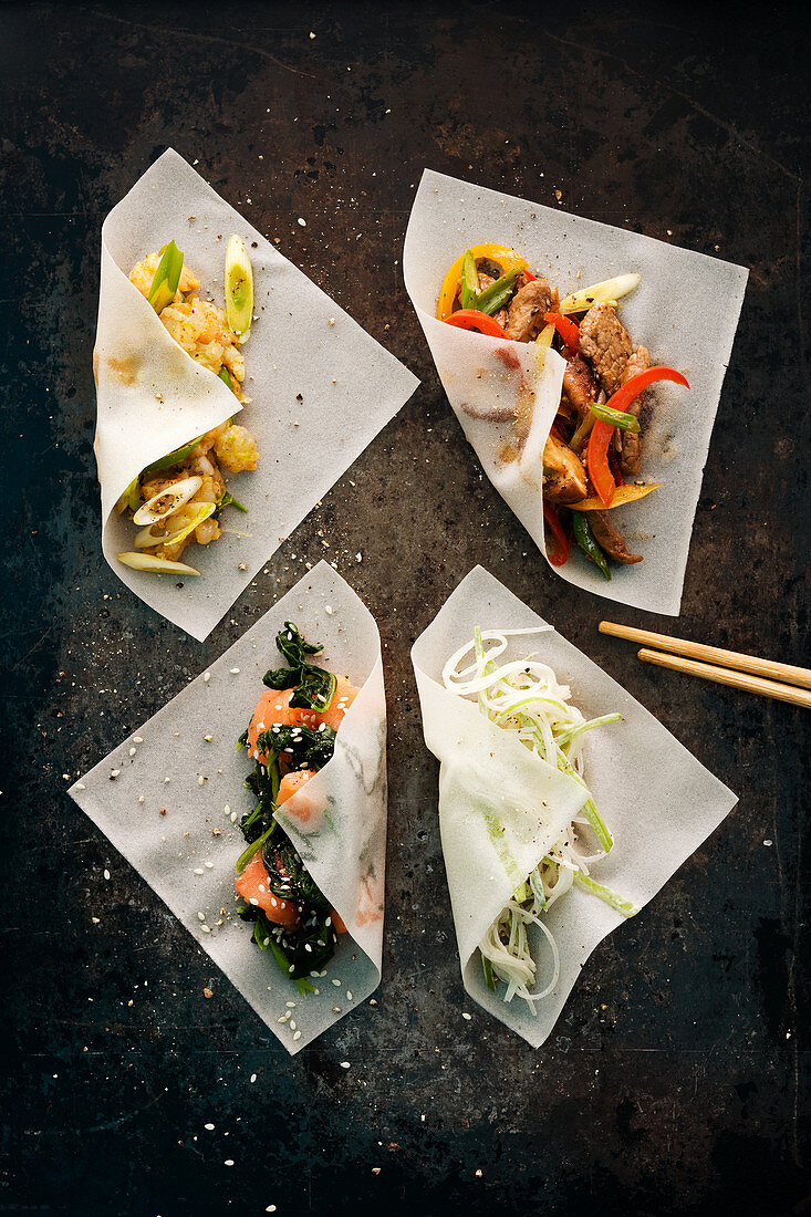 Spring rolls with various fillings