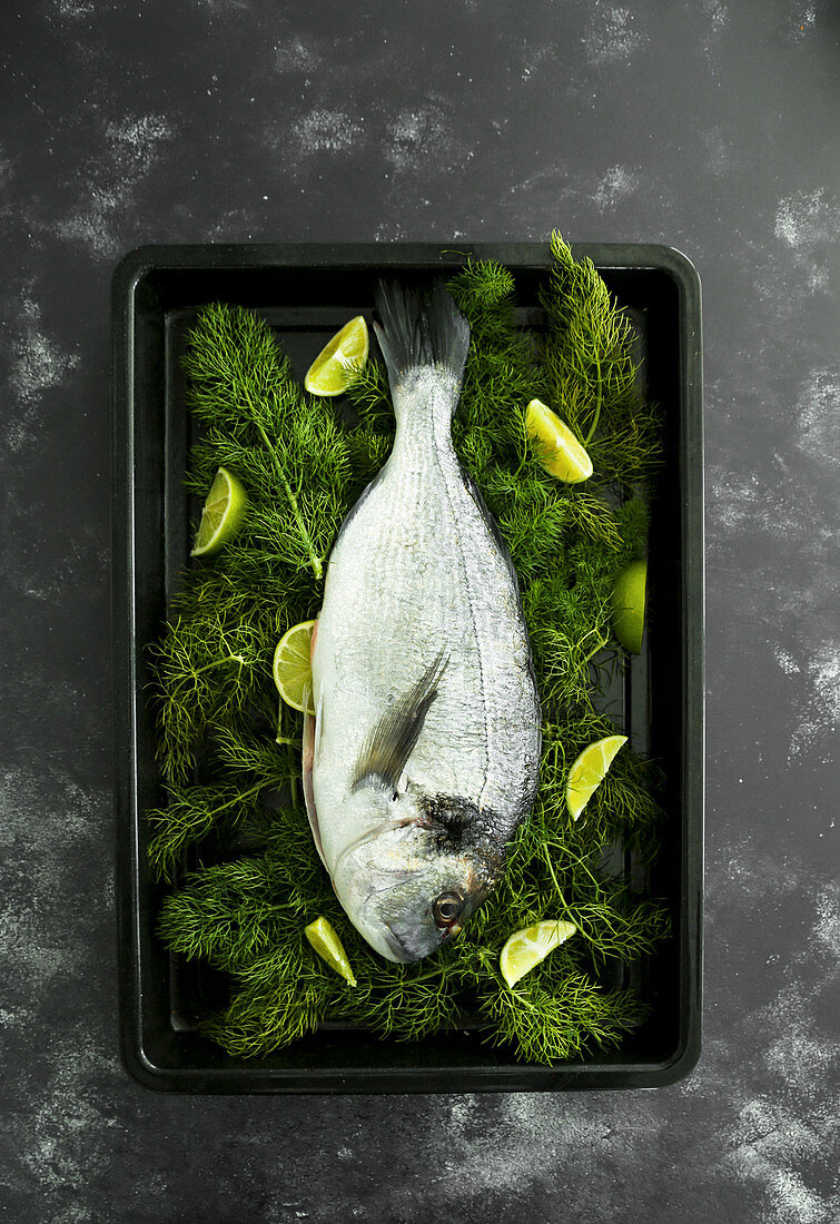 Fresh sea bass with fennel and limes