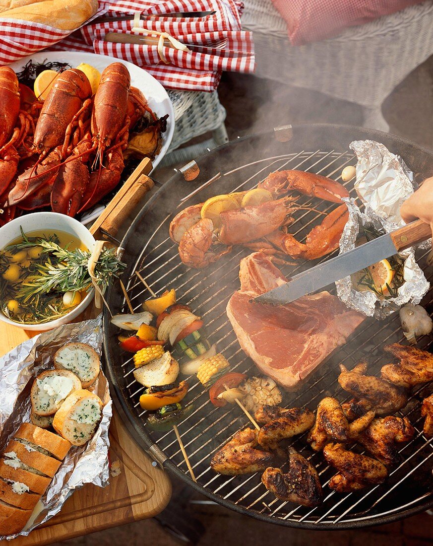 Several Assorted Foods on the Grill