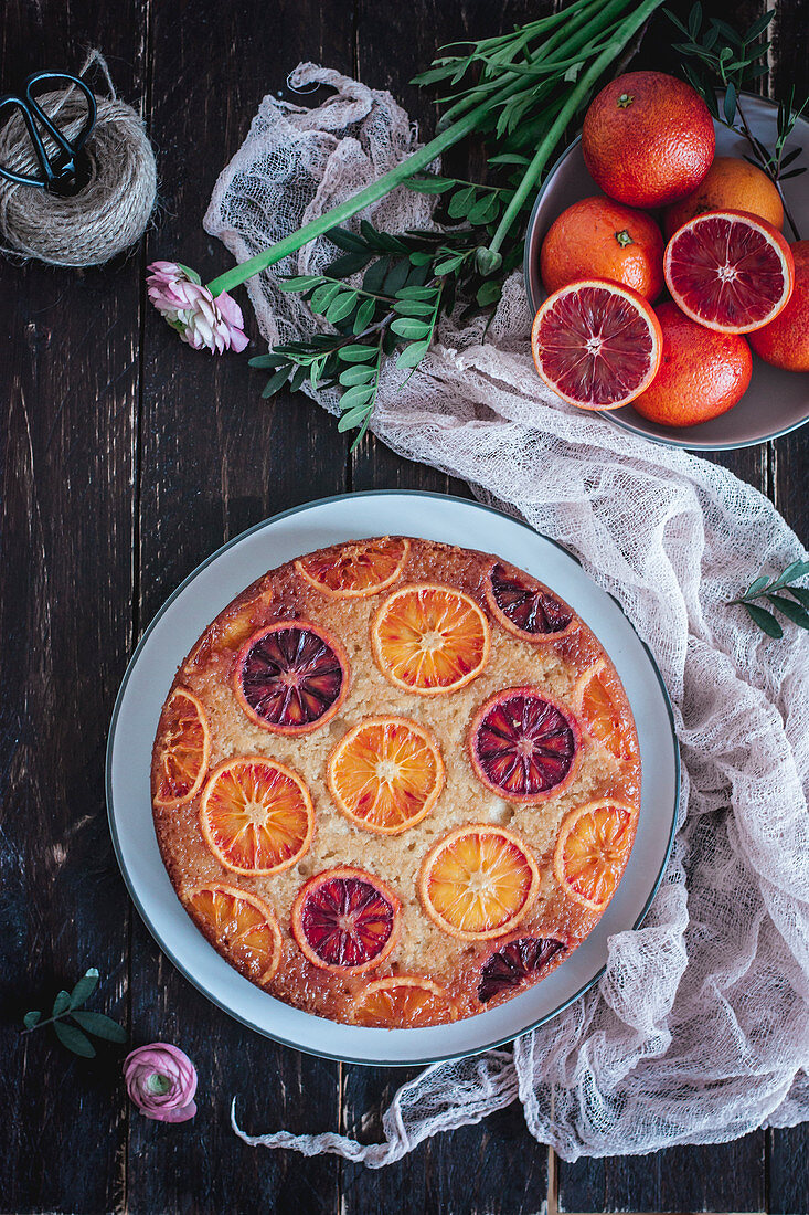 Blood orange and almond upsidedown cake