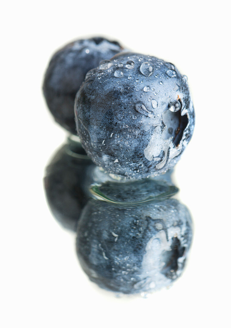 Freshly washed blueberries
