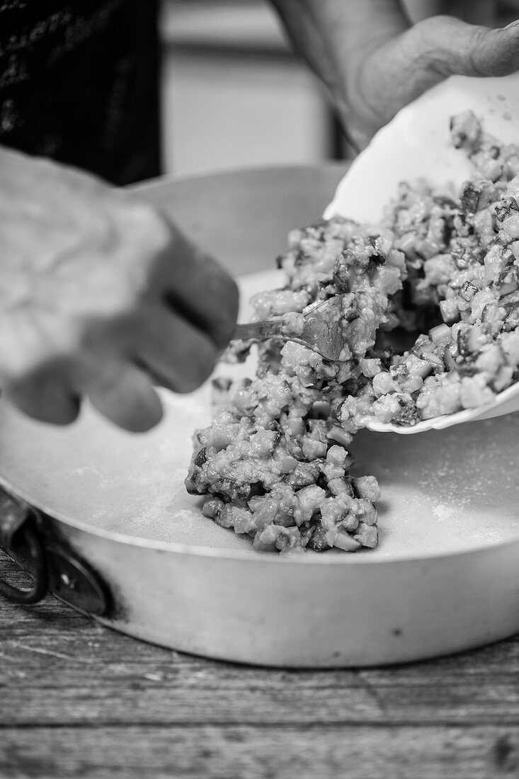 Courgette cake being prepared