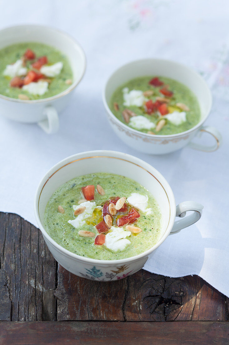 Cold cream of vegetable soup with cream cheese
