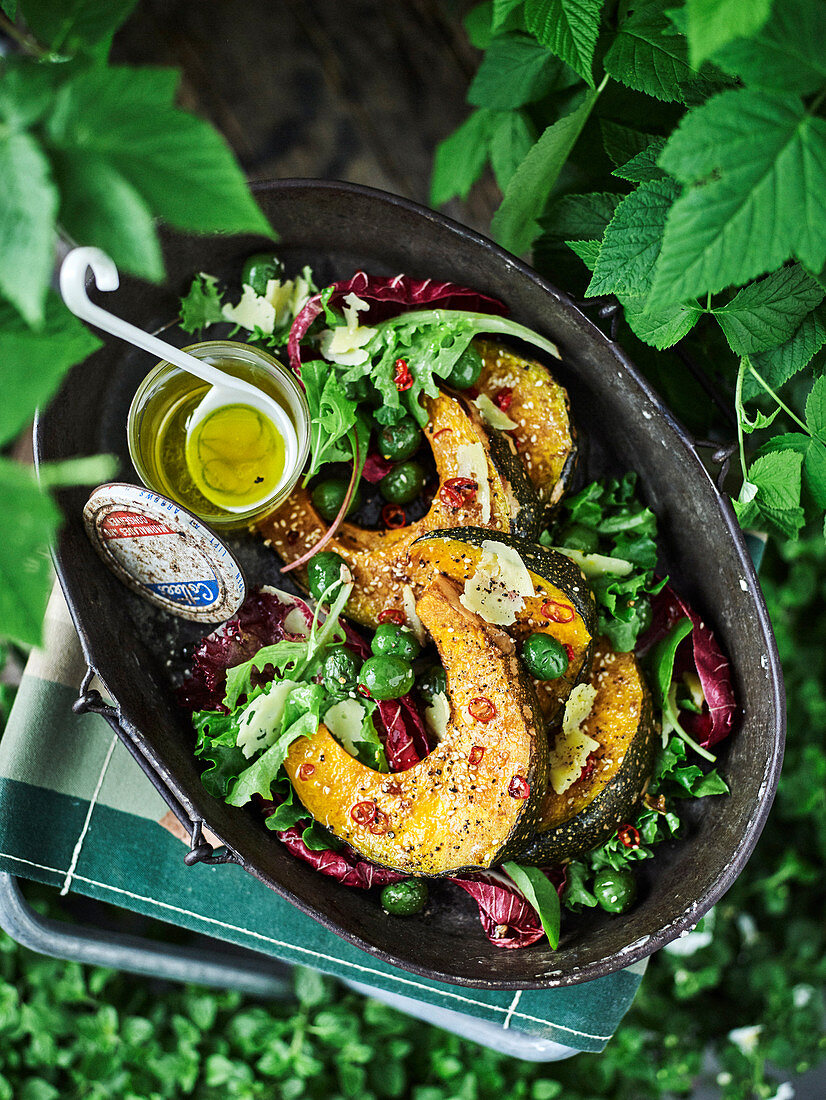 Gebratener Kürbissalat mit Sesam