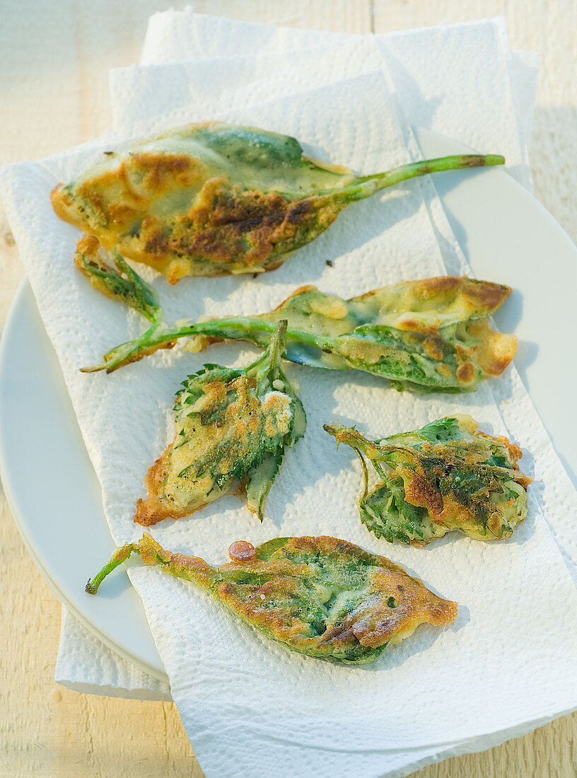 Nettles and wild garlic tips in pastry