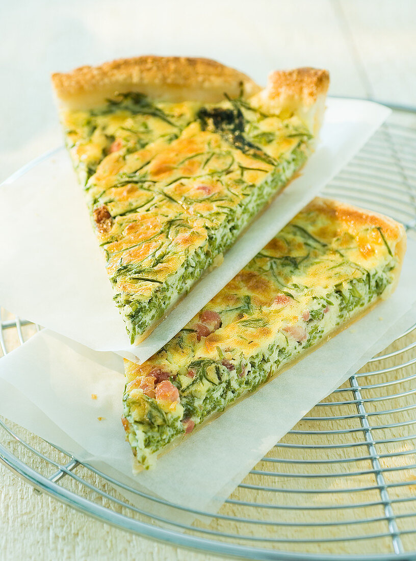 Quiche with hop sprouts