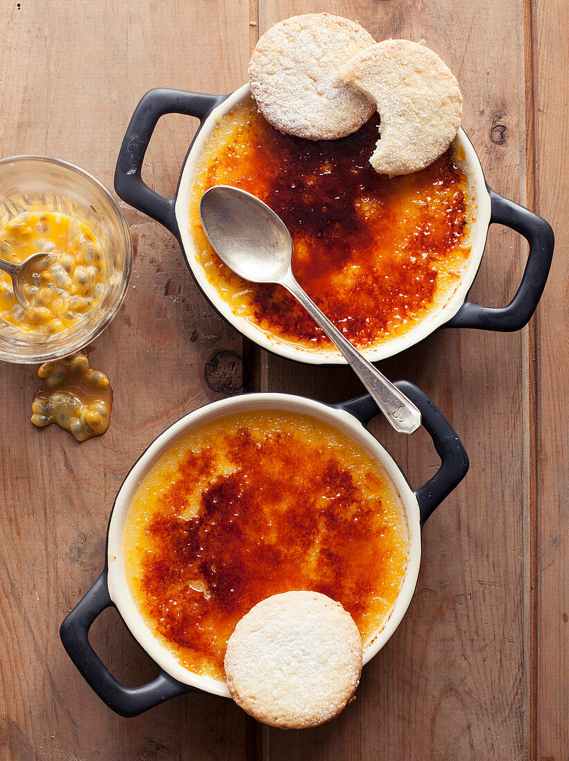 Passionfruit Creme Brulee with Coconut Shortbread