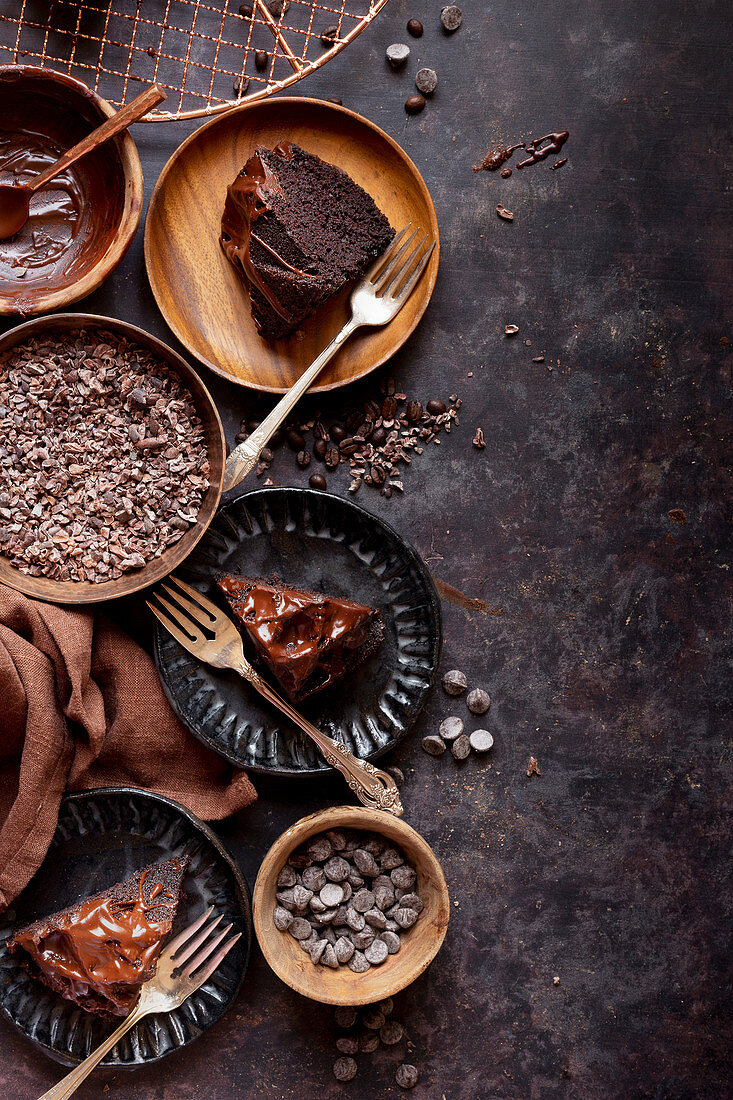 Gluten-free Chocolate Budnt cake with chocolate drizzle