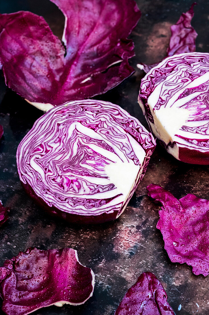 Rotkohl, quer durchgeschnitten