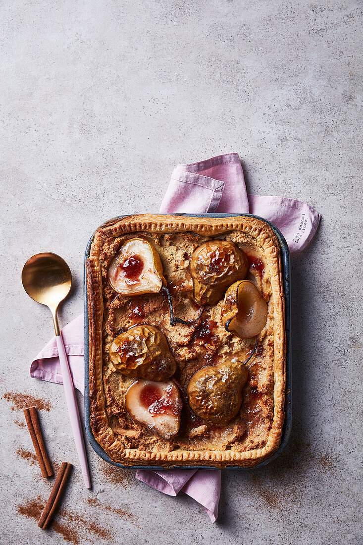 Hummus-Birnen-Frangipane-Tarte