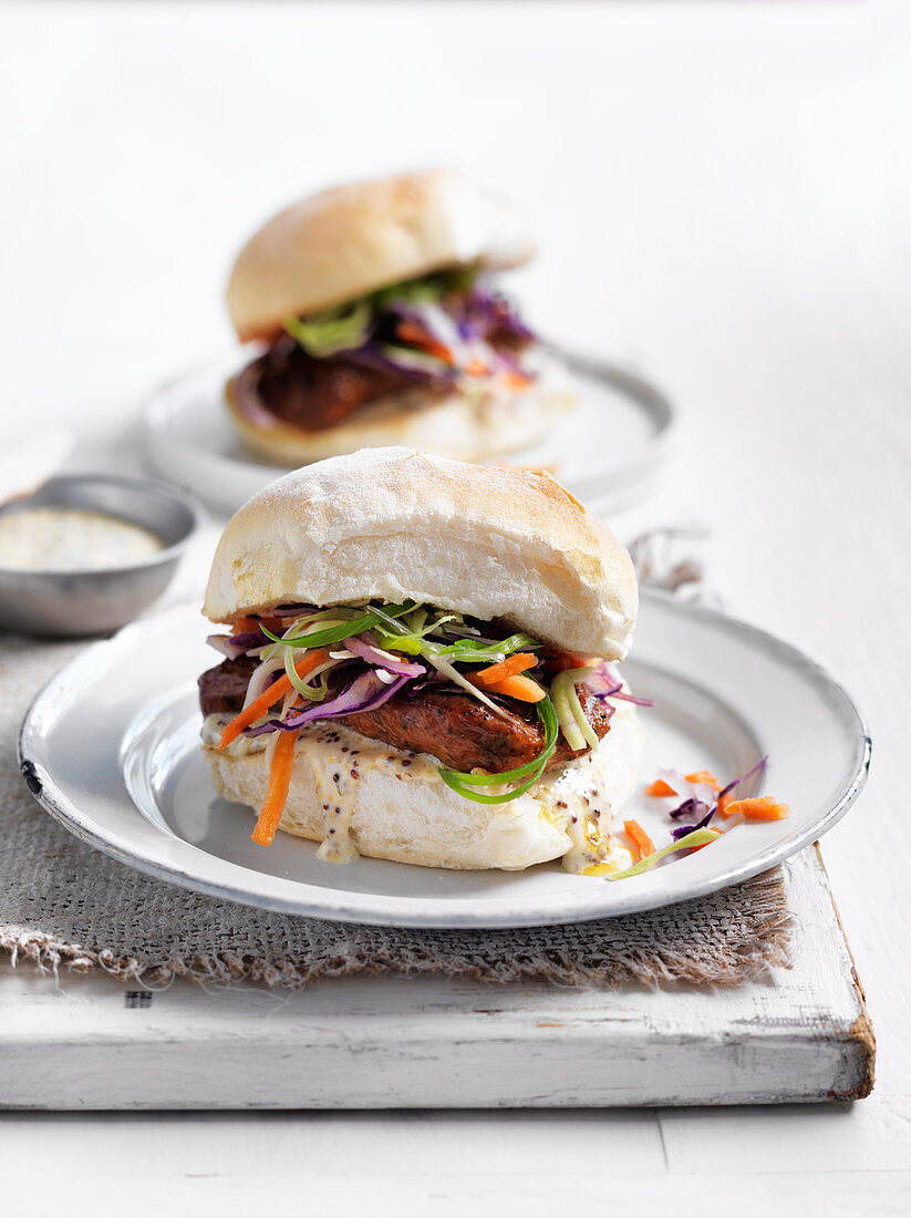 Lamb Burgers with Youghurt Dressing and Beetroot Relish