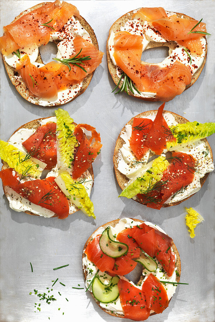 Mixed Salmon Cream Cheese Bagels