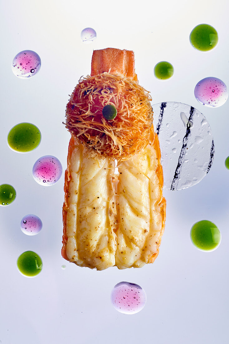 Langoustine with sauce droplets