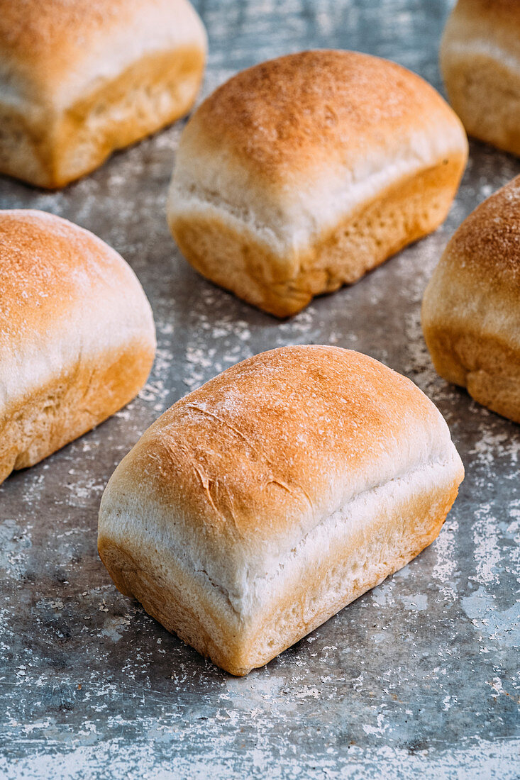 Mini white bread loaves