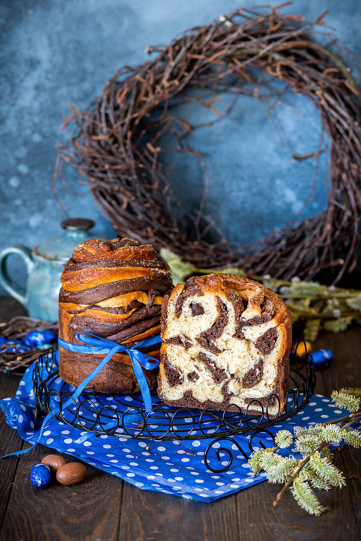 Easter cakes kulich with cocoa